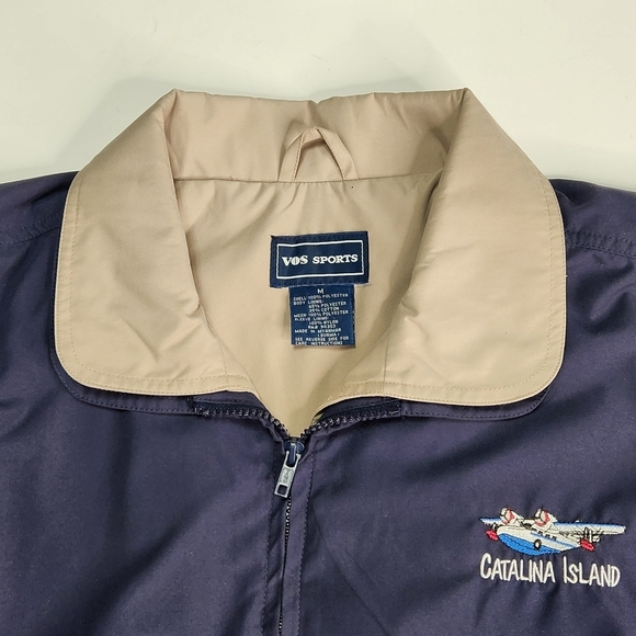 VOS Sports Jacket Mens M Lined Full Zip Flight Sail Catalina Island Pockets Fly - Picture 2 of 14
